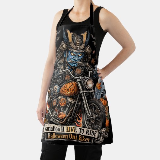 Tablier de Halloween Blue Oni Biker - VIVE POUR RO (Insitu)