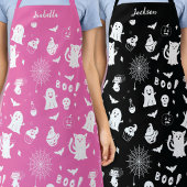 Tablier de Halloween noir et blanc mignon et effra