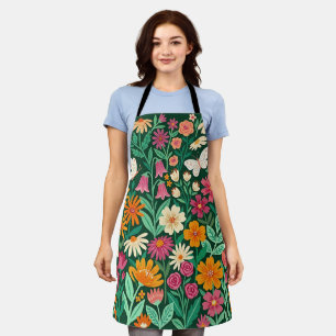 Tablier de jardin aux papillons et fleurs sauvages