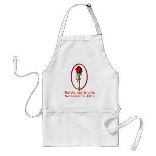 Tablier de mariage à cadre ovale de roses rouges