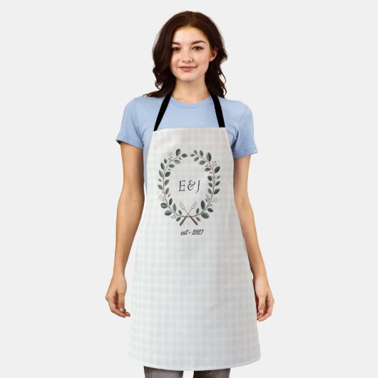 Tablier de mariage rustique Monogramme Je fais du (Porté)