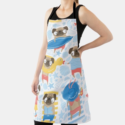 Tablier De mignons carlins en vacances. motif avec carlin  (Insitu)