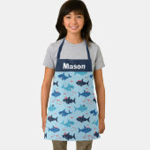 Tablier De mignons requins drôles avec des casquettes pira (Insitu)