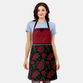 Tablier de mode de jardin de rose rouge et noir ch (Porté)