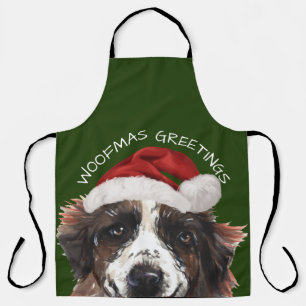 Tablier de Noël à l'aquarelle St Bernard