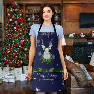 Tablier de Noël de rennes bleus