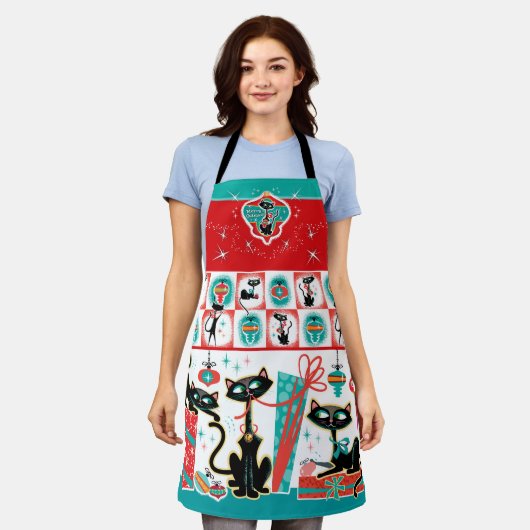 Tablier de Noël des chats rétro (Porté)