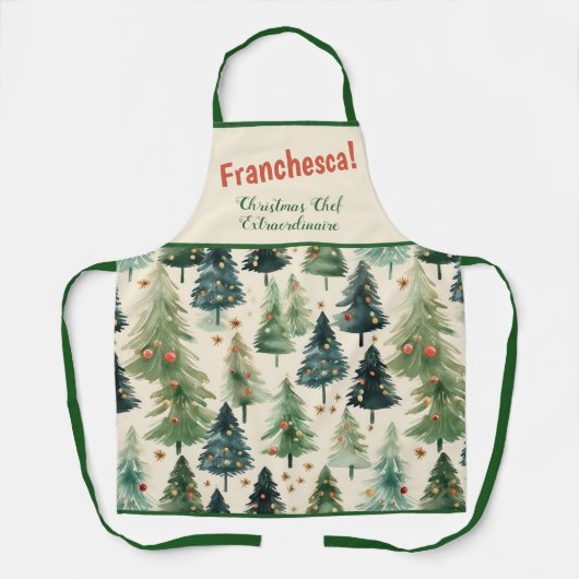 Tablier de Noël des pins rustiques (Recto)