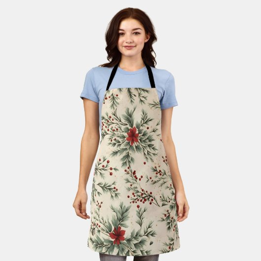 Tablier de Noël fleuri (Porté)