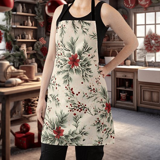 Tablier de Noël fleuri