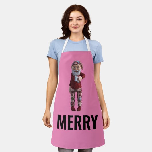 TABLIER DE NOËL GNOME ELF JOYEUX (Porté)