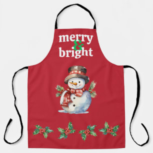 Tablier de Noël imprimé "Merry & Bright"