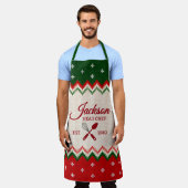Tablier de Noël personnalisé avec motif de pull (Porté)