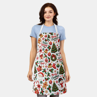Tablier de Noël sans couture motif Père Noël pour
