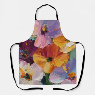 Tablier de peinture florale vibrante Impasto