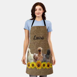 Tablier de poulet Votre nom Silkies Tournesols Bur