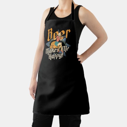 Tablier de service de bar de fille de bar heureux (Insitu)