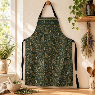 Tablier de sorcière botanique vert forêt personnal