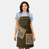 Tablier de style Grèce antique, fleurs et chat vin (Porté)