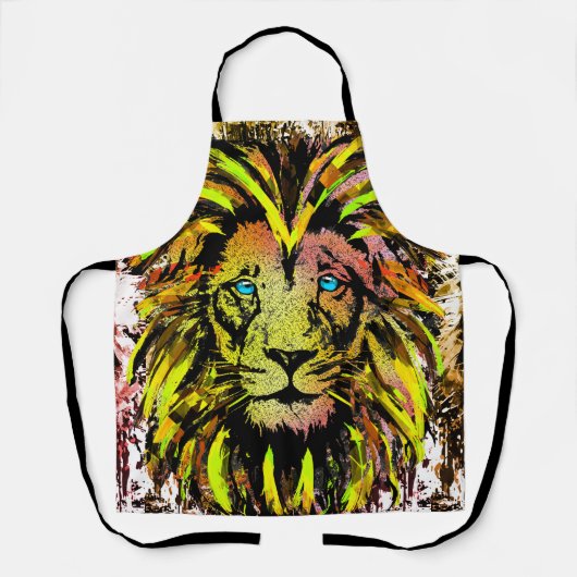 Tablier de tête de lion jaune - Tablier de face de (Recto)