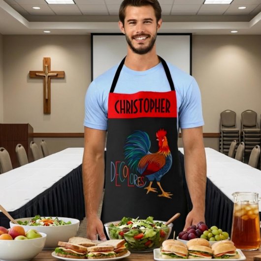 Tablier DeColores Cursillo Colorful Rooster Personalized
