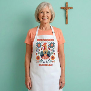 Tablier DeColores Cursillo Coq Art Populaire Floral Orange
