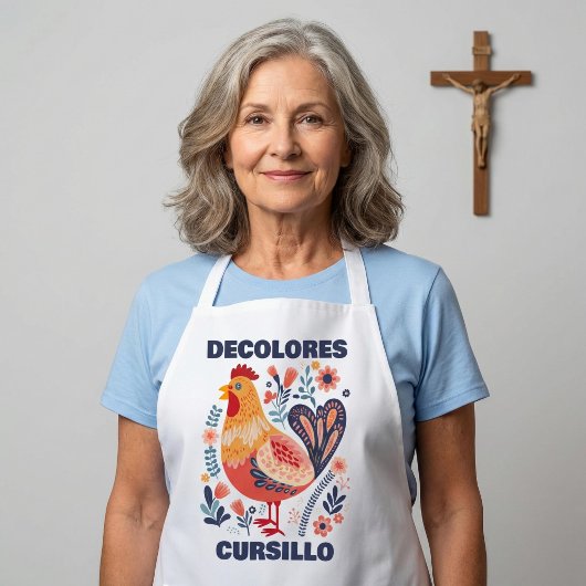 Tablier DeColores Cursillo Folk Art Rooster Christian