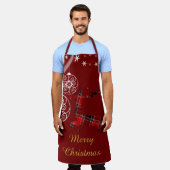 Tablier Décor blanc rouge rennes de Noël (Porté)