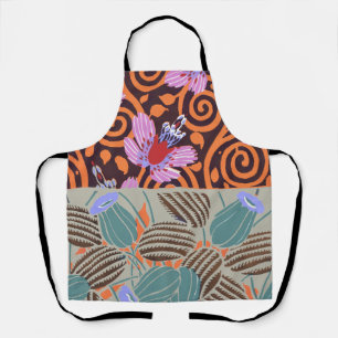 Tablier Décor de Fleur en Spirale Rose et Orange Vibrant
