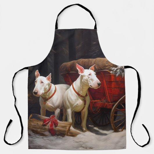 Tablier Décor de Noël Bull Terrier Snowy Sleigh (Recto)