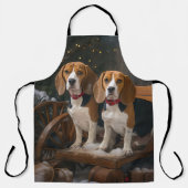 Tablier Décor de Noël de traîneau enneigé Beagle (Recto)