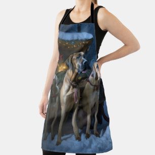 Tablier Décor de Noël Rhodesian Ridgeback Snowy Sleigh