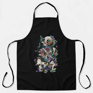Tablier décoration colorée crâne florale