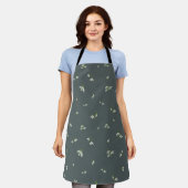 Tablier Deep Charcoal Japanese Snowdrop Floral Pattern (Porté)