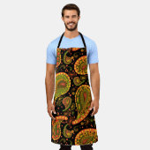 Tablier Deep Paisley Gold Orange Brown Belle (Porté)