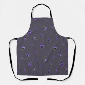 Tablier Deep Plum Gray Purple Pansy Floral Pattern (Recto)