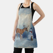 Tablier Deer et Happy Snowman hiver de vacances scène (Insitu)