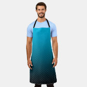 Tablier dégradé bleu avec petits pois (Porté)