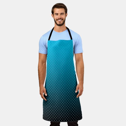 Tablier dégradé bleu avec petits pois (Porté)