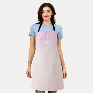 Tablier Dégradé ombré rose clair et pêche Nom et monogramm
