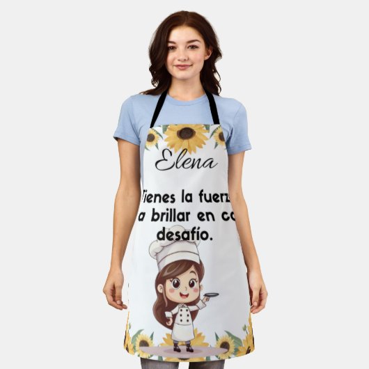 Tablier Delantal Apron diseño personalizable de girasol  (Porté)