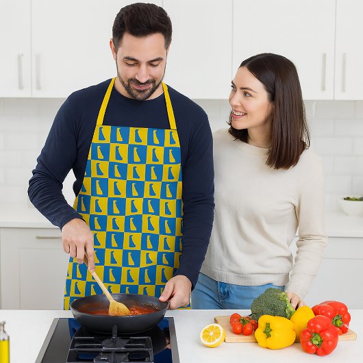 Tablier Delaware Checkerboard Blue Yellow Gold Pattern