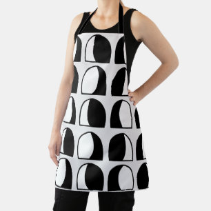 Tablier Demi-cercle noir et blanc géométrique