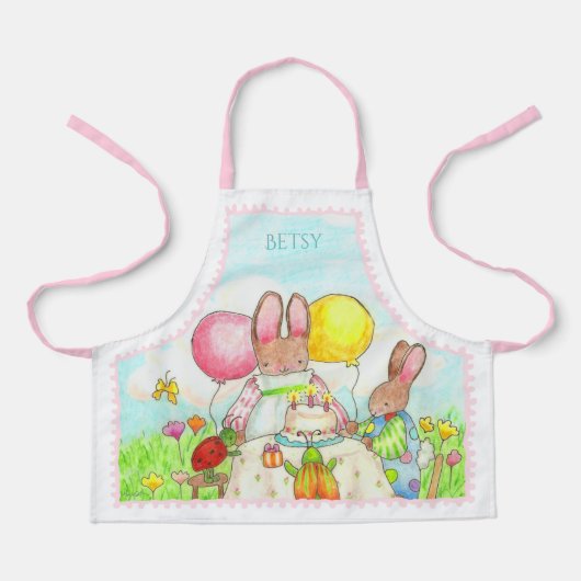 Tablier d'enfant Lapin d'anniversaire (Recto)