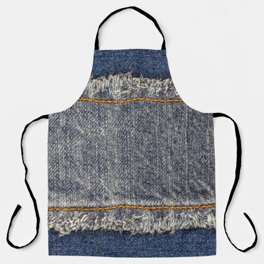 Tablier Denim Blue Jeans : Décontracté Double Patch (Recto)