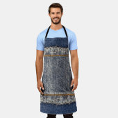 Tablier Denim Blue Jeans : Décontracté Double Patch (Porté)