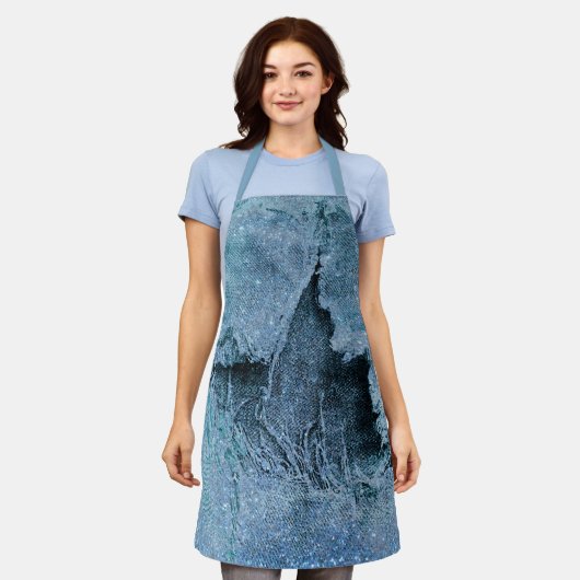 Tablier denim de parties scintillant grungy (Porté)