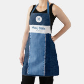 Tablier Denim Patch Blue Jeans Moderne Personnalisé Monogr (Insitu)