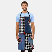 Tablier Denim Patchwork : Motif en tissu transparent (Porté)