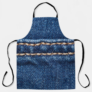 Tablier Dénim piqué : texture du jean closeup.